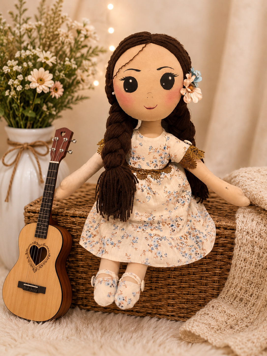 Little Bloom Dolls: Amelia Handmade Cloth Doll for Girls,Soft Rag Doll, Waldorf Inspired Doll, Gift for girls